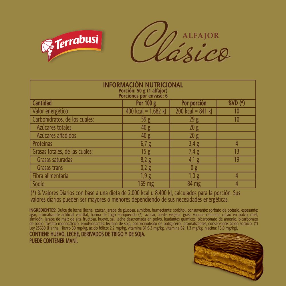 ALFAJOR CHOCOLATE TERRABUSI 300g    