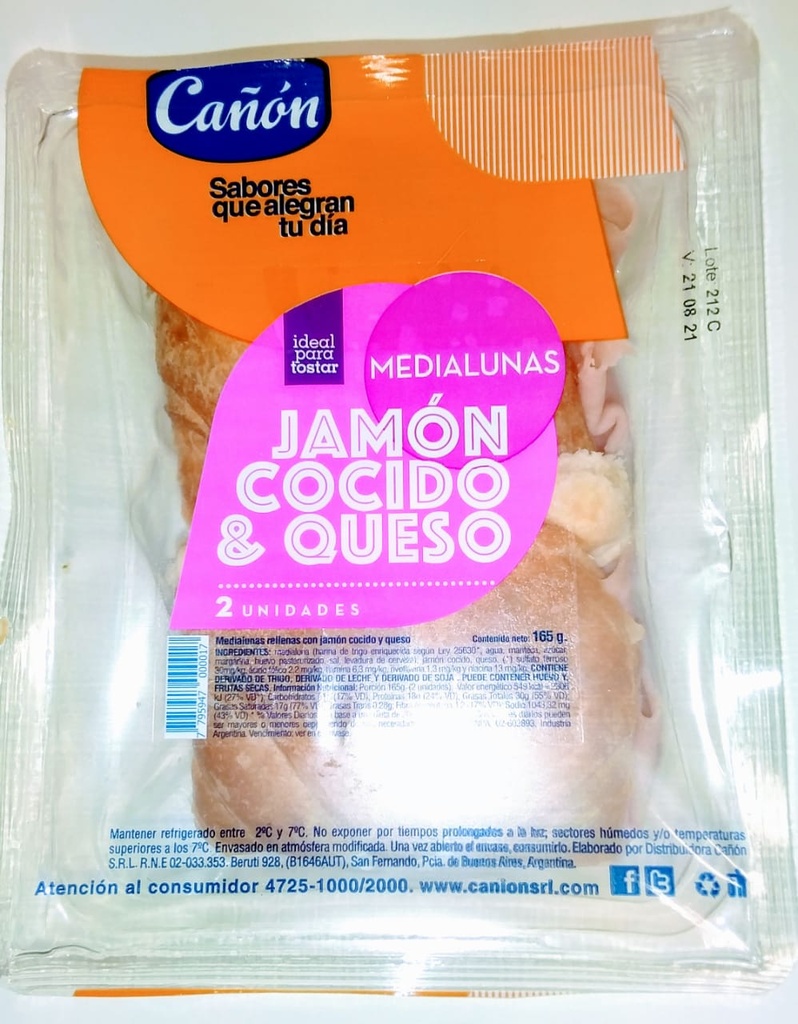 MEDIALUNAS CON JAMON Y QUESO X2U EL CAÑON 165g