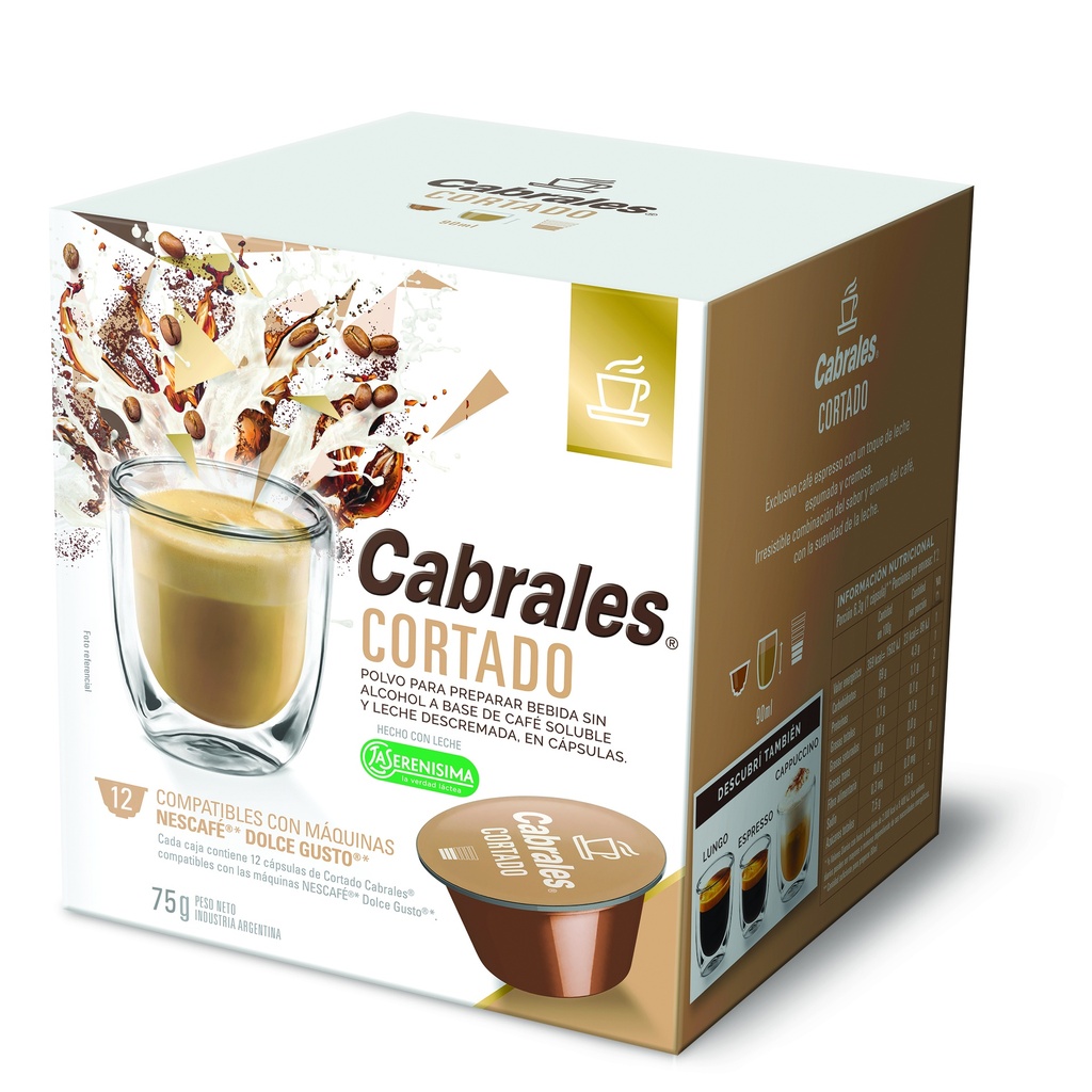 CORTADO CAPSULAS P/DOLCE GUSTO CABRALES 75g