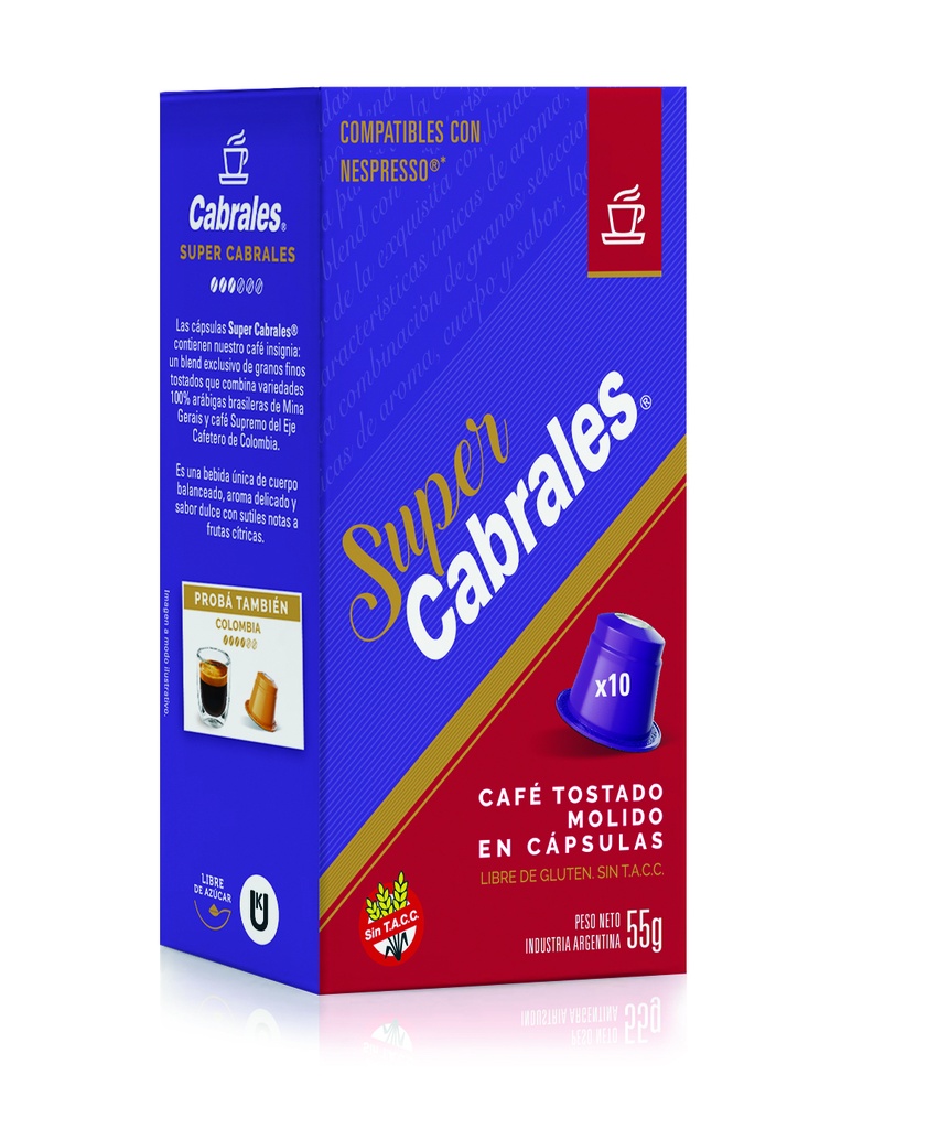 CAFÉ MOLIDO CAPSULAS P/NESPRESSO SUPER CABRALES 55g