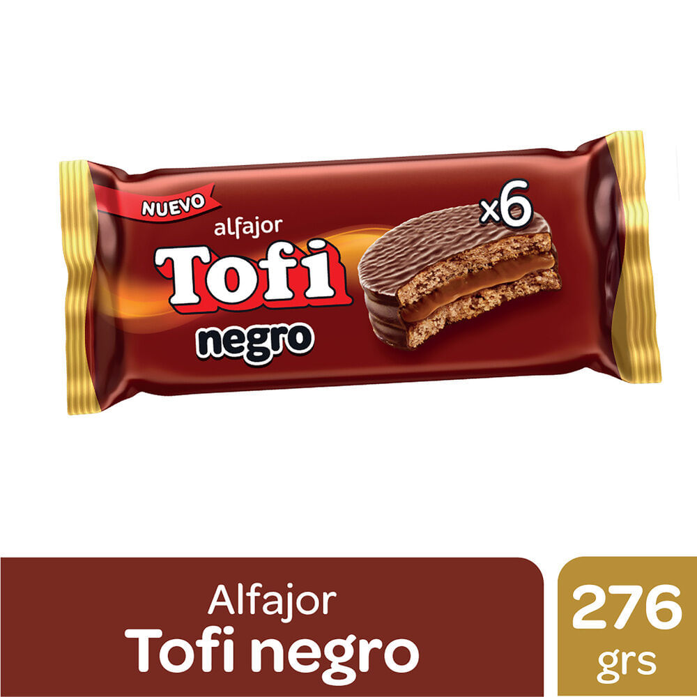 ALFAJOR DULCE DE LECHE BAÑO CHOCOLATE TOFI 6u