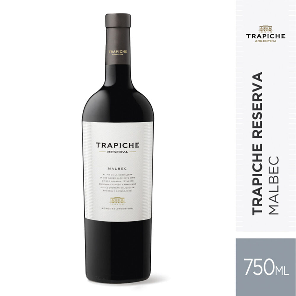 VINO TINTO MALBEC RESERVA TRAPICHE 750ml