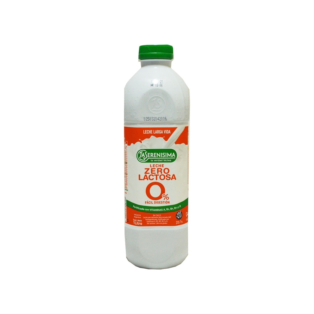 LECHE PARCIALMENTE DESCREMADA ZERO LACTOSA LA SERENISIMA BOTELLA 1000ml