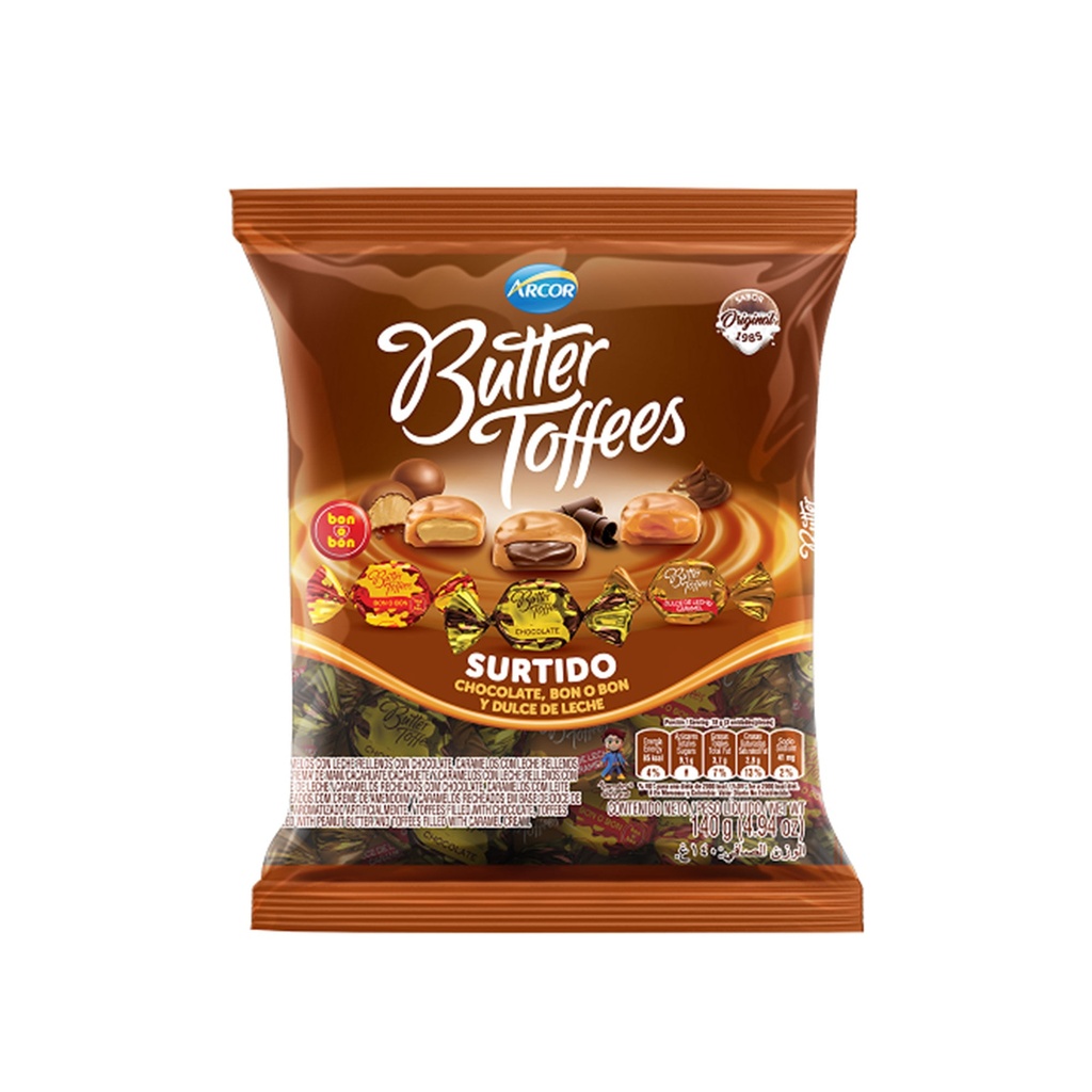 CARAMELOS LECHE SURTIDOS BUTTER TOFFEES 140g     