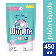 DETERGENTE ROPA FINA BEBE BAJA ESPUMA WOOLITE DOY PACK 450ml