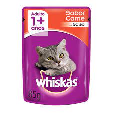 ALIMENTO HUMEDO P/GATOS ADULTOS S/CARNE WHISKAS 85g