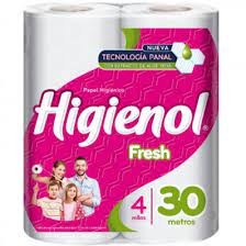 PAPEL HIGIENICO SIMPLE HOJA FRESH ALOE HIGIENOL 4 X 30m2