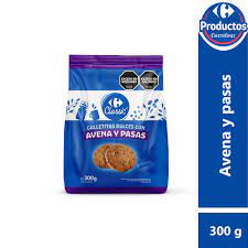 GALLETITAS AVENA Y PASAS CARREFOUR BOLSA 300g