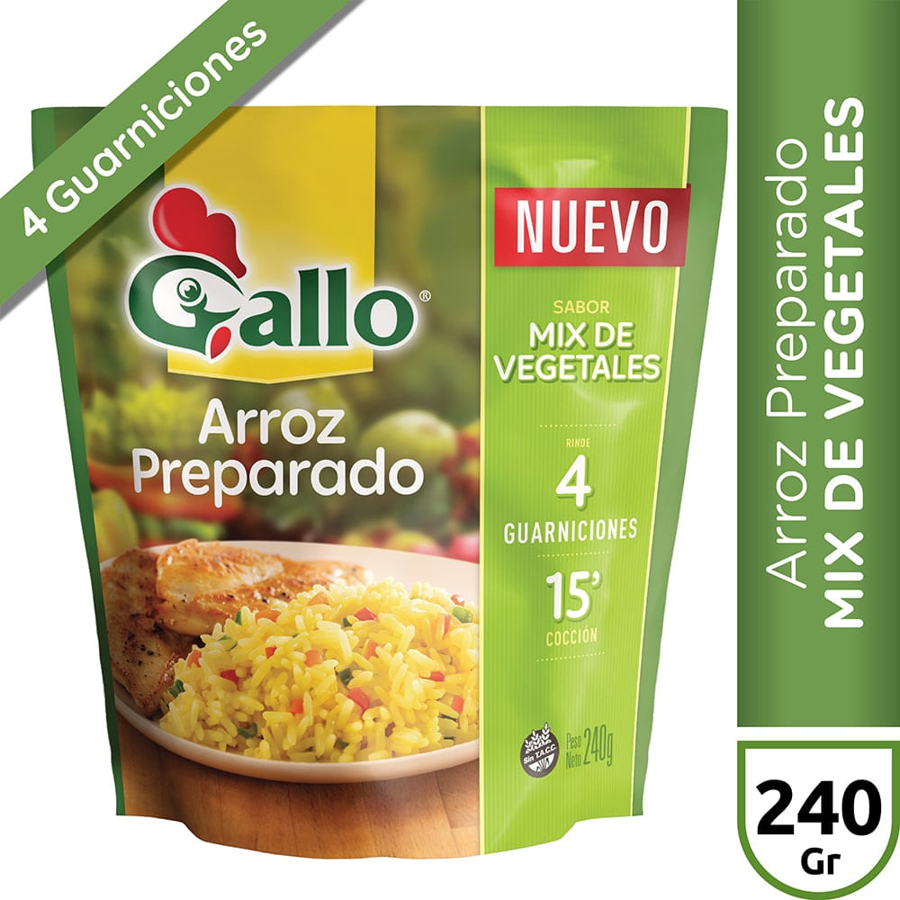 ARROZ PREPARADO S/ MIX DE VEGETALES GALLO DOY PACK 240g