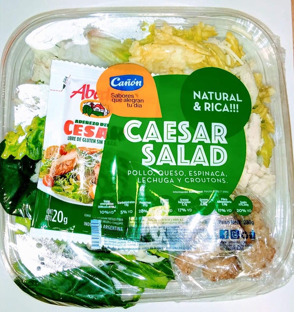 ENSALADA CAESAR C/ADEREZO EL CAÑON 230g