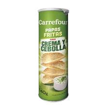 PAPAS FRITAS CREMA Y CEBOLLA CARREFOUR TUBO 140g