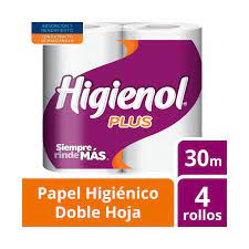 PAPEL HIGIENICO DOBLE HOJA HIGIENOL PLUS 4 X 30m2