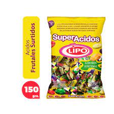 CARAMELOS SURTIDOS FRUTALES SUPER ACIDOS LIPO BOLSA 150g