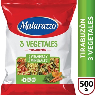 FIDEOS TIRABUZON 3 VEGETALES MATARAZZO 500g